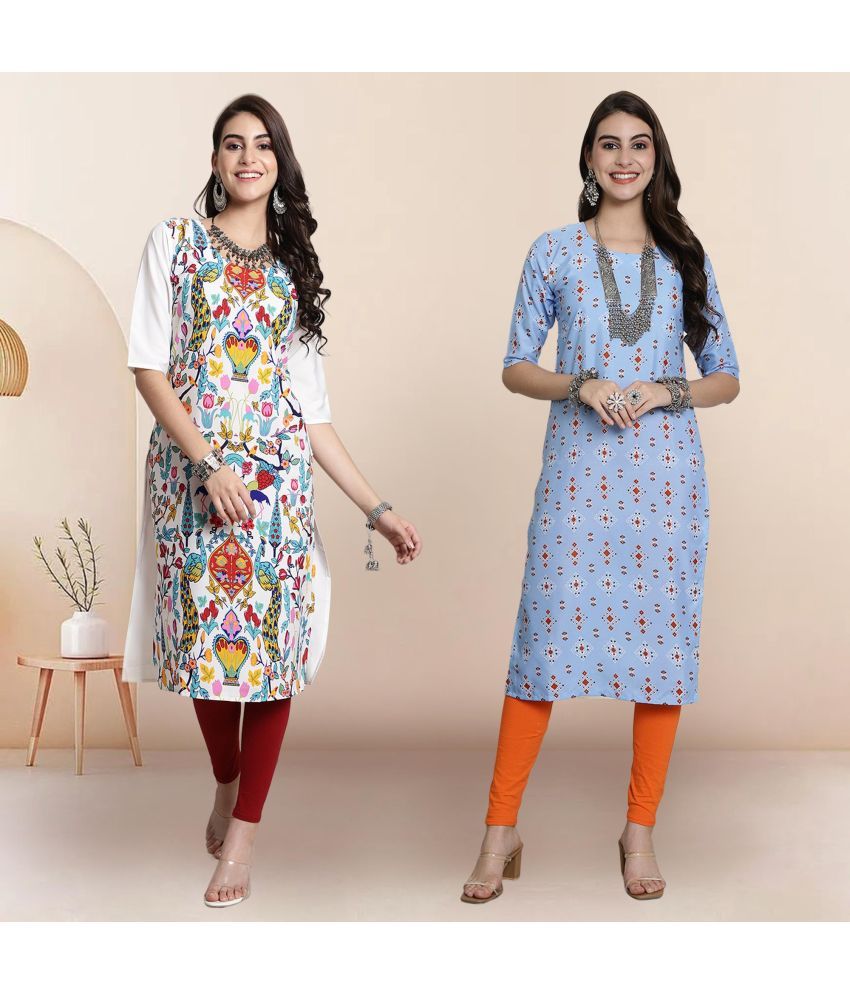     			1 Stop Fashion Pack of 2 Crepe Printed Straight Women's Kurti - ( Multicolor4 )