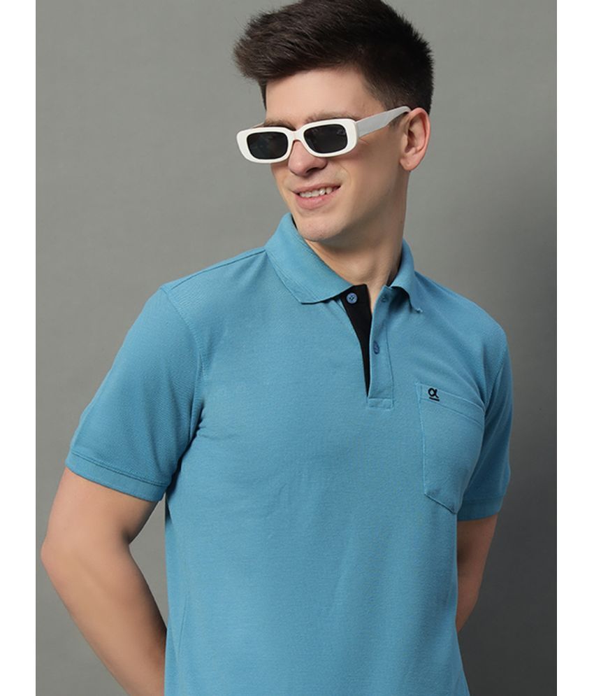     			GET GOLF Pack of 1 Cotton Blend Regular Fit Solid Half Sleeves Men's Polo T Shirt ( Sky Blue )