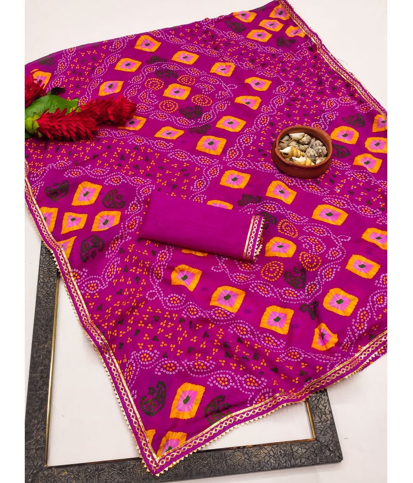     			Kanooda Prints Pack of 1 Georgette Printed Saree With Blouse Piece ( Pink )