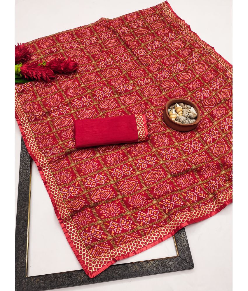     			Kanooda Prints Pack of 1 Georgette Printed Saree With Blouse Piece ( Red )