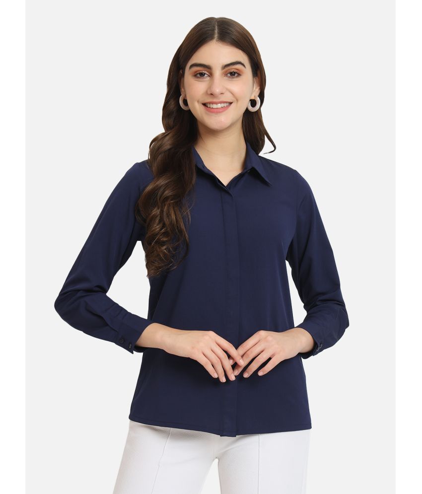     			OTIRA Navy Blue Poly Crepe Shirt - Pack of 1