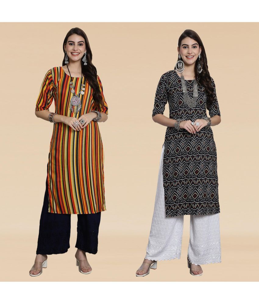     			Ethnicbasket Pack of 2 Crepe Printed Straight Women's Kurti - ( Multicoloured )