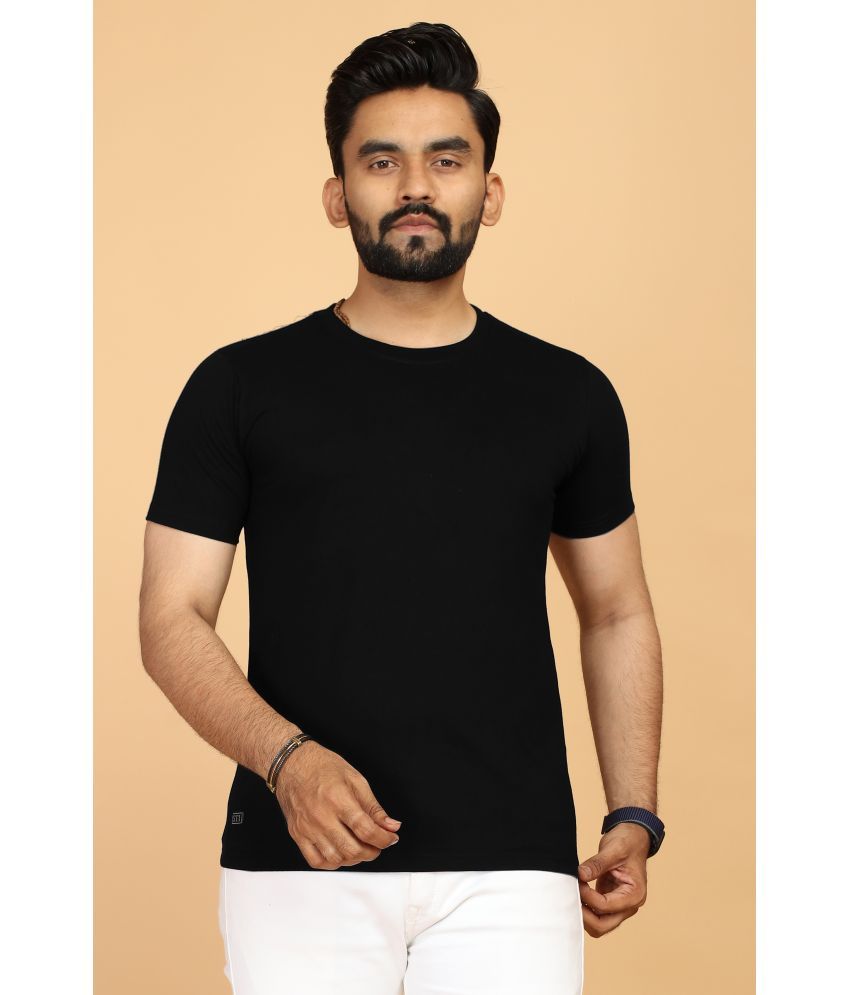     			FABRIPPLE 100% Cotton Regular Fit Solid Half Sleeves Men's Round T-Shirt - Black ( Pack of 1 )