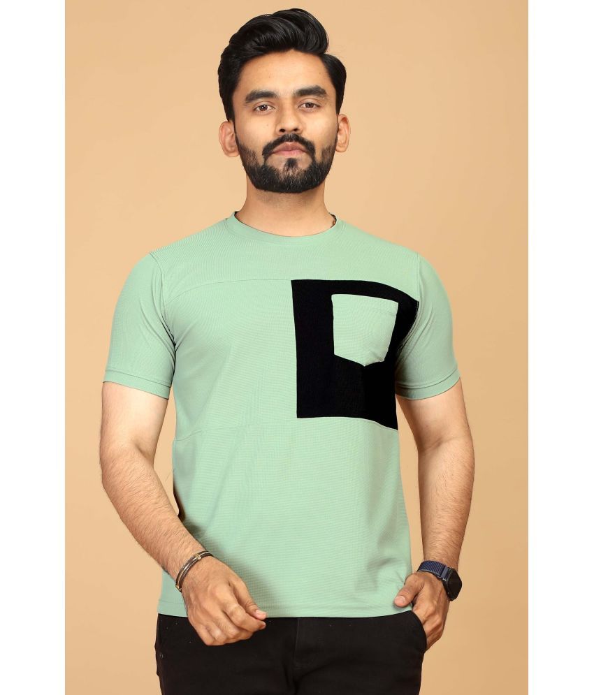     			FABRIPPLE Polyester Regular Fit Printed Half Sleeves Men's Round T-Shirt - Green ( Pack of 1 )