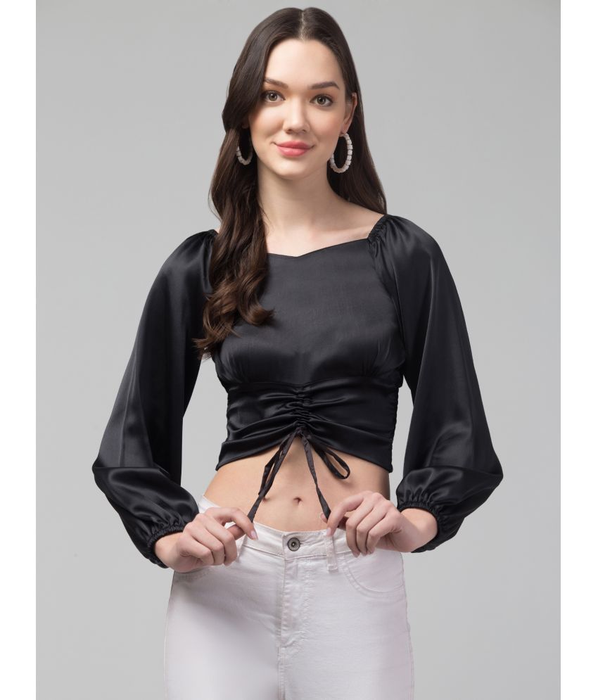     			Kulfi Black Satin Women's Crop Top ( Pack of 1 )