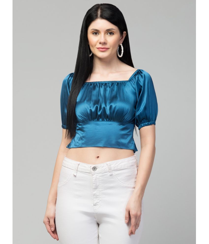     			Kulfi Blue Cotton Blend Women's Regular Top ( Pack of 1 )