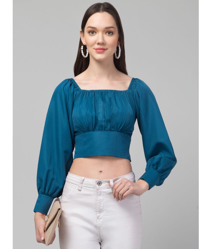     			Kulfi Blue Crepe Women's Crop Top ( Pack of 1 )