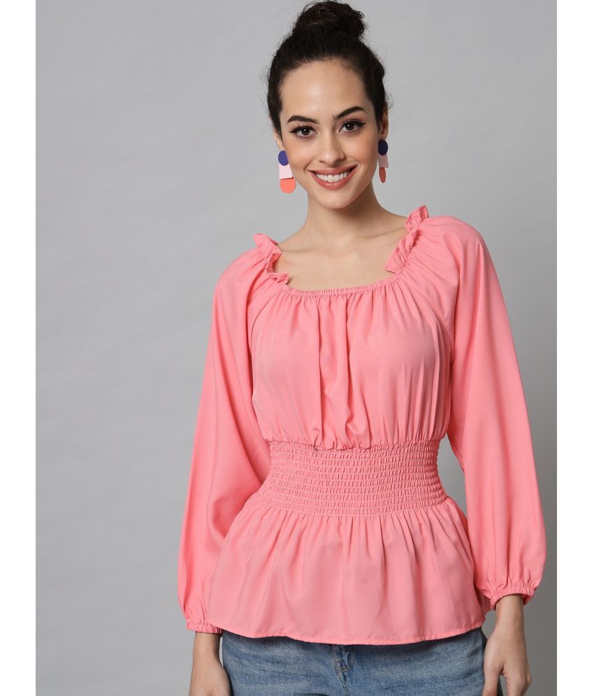     			Kulfi Pink Crepe Women's Peplum Top ( Pack of 1 )