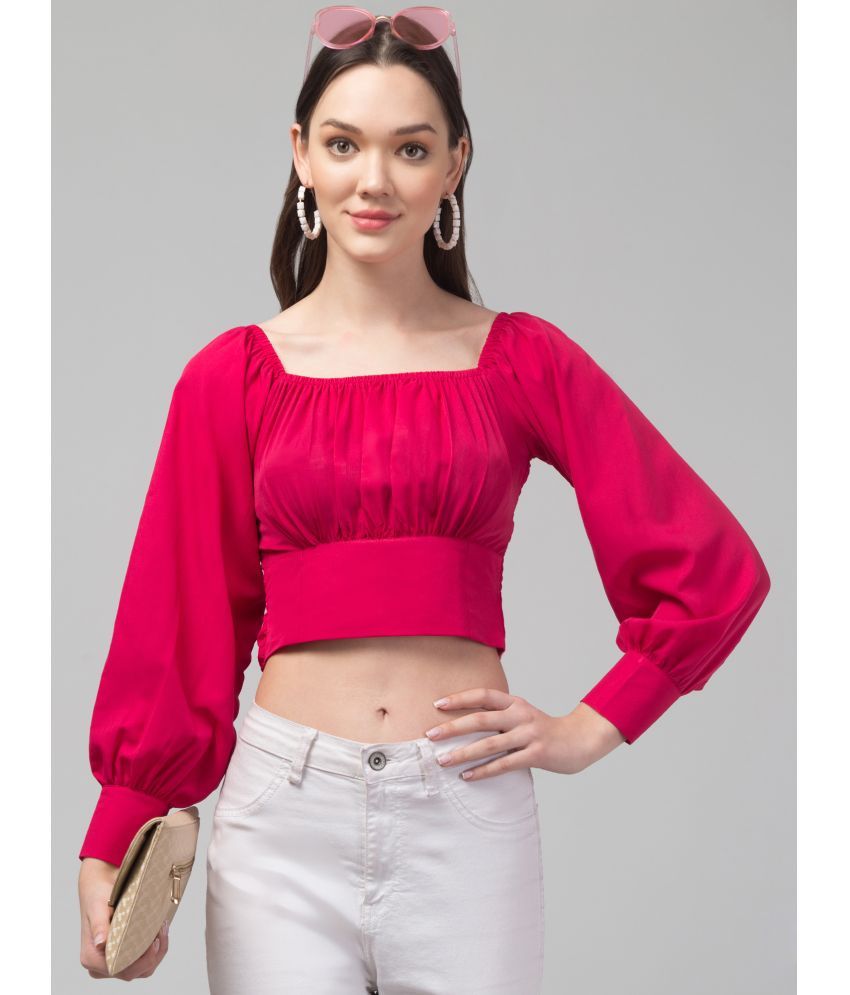     			Kulfi Pink Crepe Women's Crop Top ( Pack of 1 )