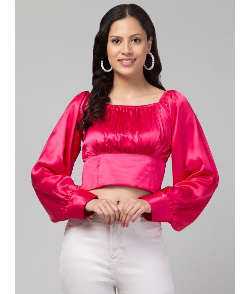     			Kulfi Pink Satin Women's Crop Top ( Pack of 1 )