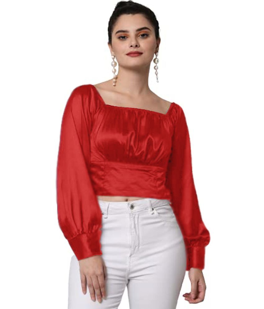     			Kulfi Red Satin Women's Crop Top ( Pack of 1 )