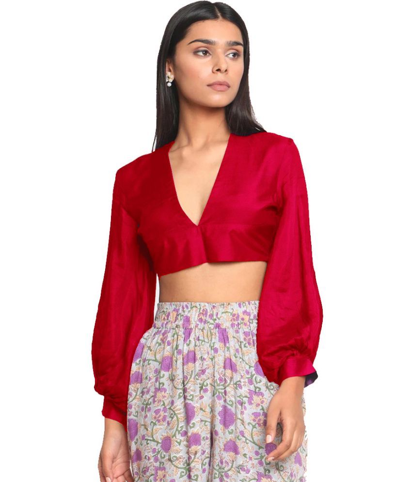     			Kulfi Red Silk Women's Regular Top ( Pack of 1 )