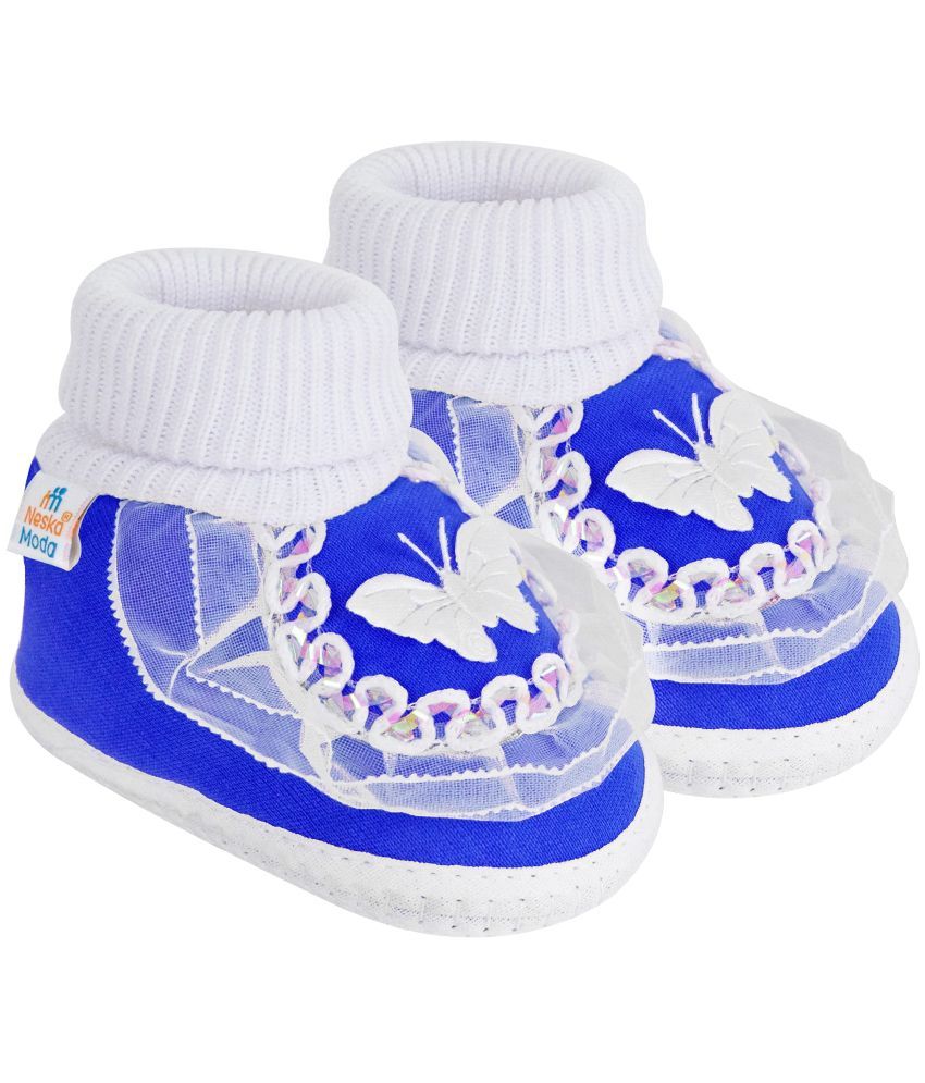     			Neska Moda - Blue Booties For Baby Girl 0-6 Months ( Pack of 1 )