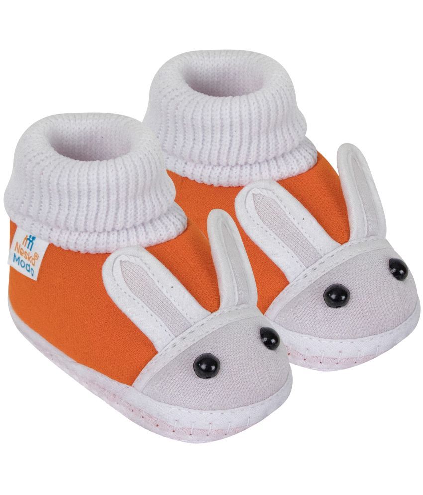     			Neska Moda - Orange Booties For Baby Boy & Baby Girl 12-18 Months ( Pack of 1 )