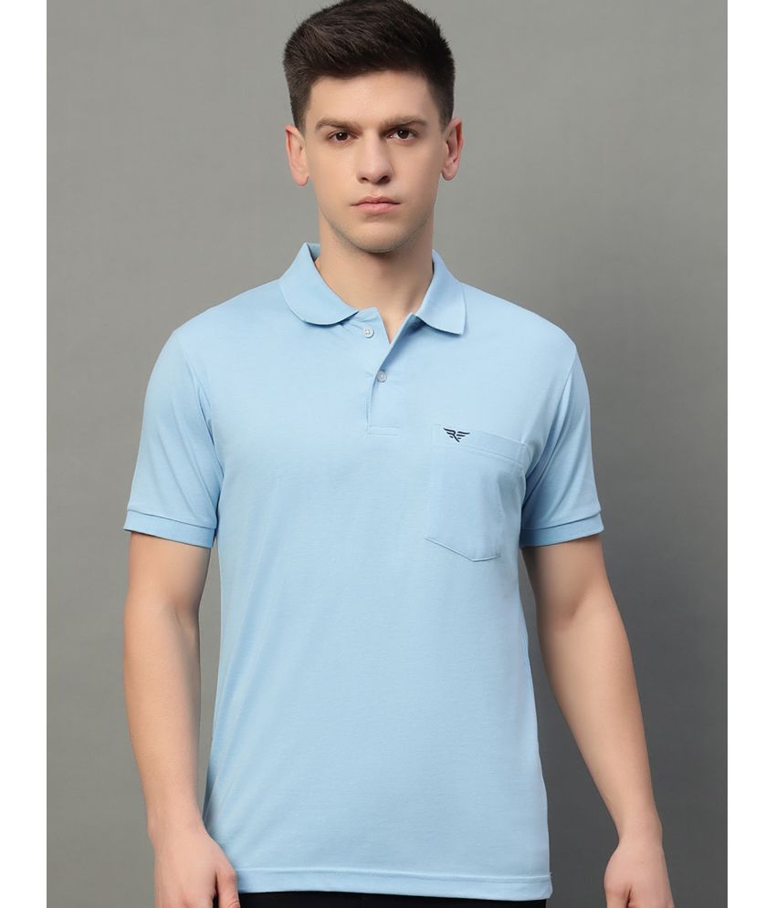     			Riss Pack of 1 Cotton Blend Regular Fit Solid Half Sleeves Men's Polo T Shirt ( Light Blue )