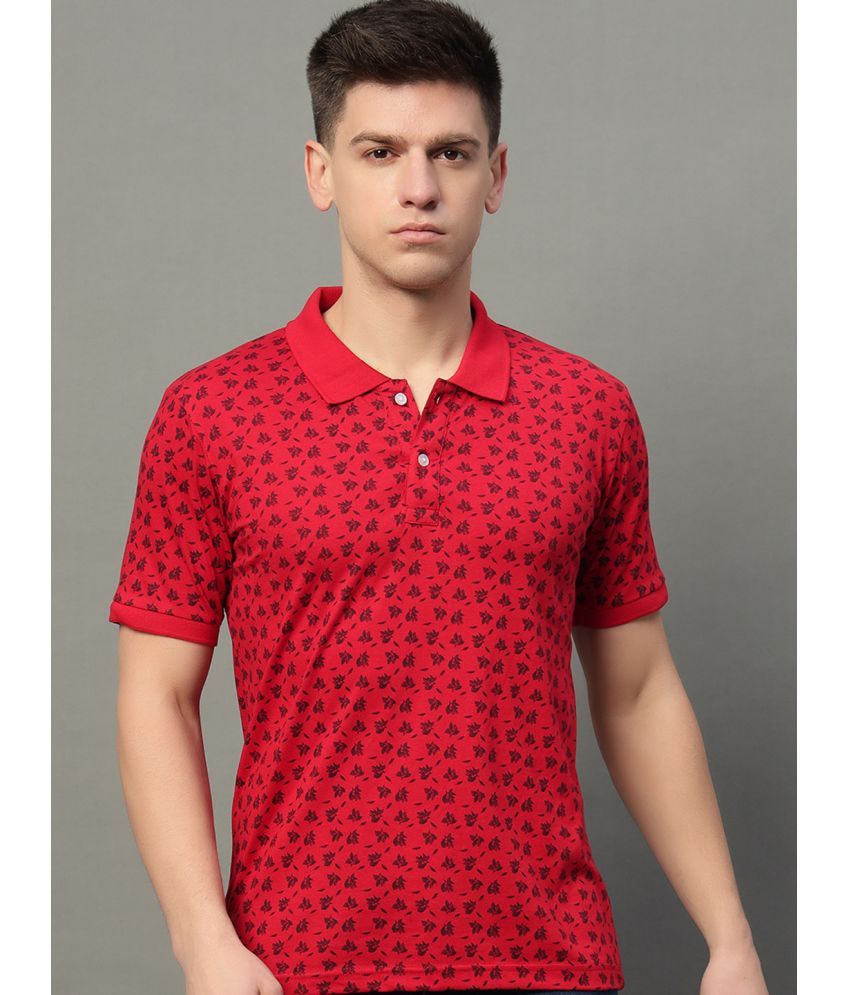     			Riss Pack of 1 Cotton Blend Regular Fit Printed Half Sleeves Men's Polo T Shirt ( Red )