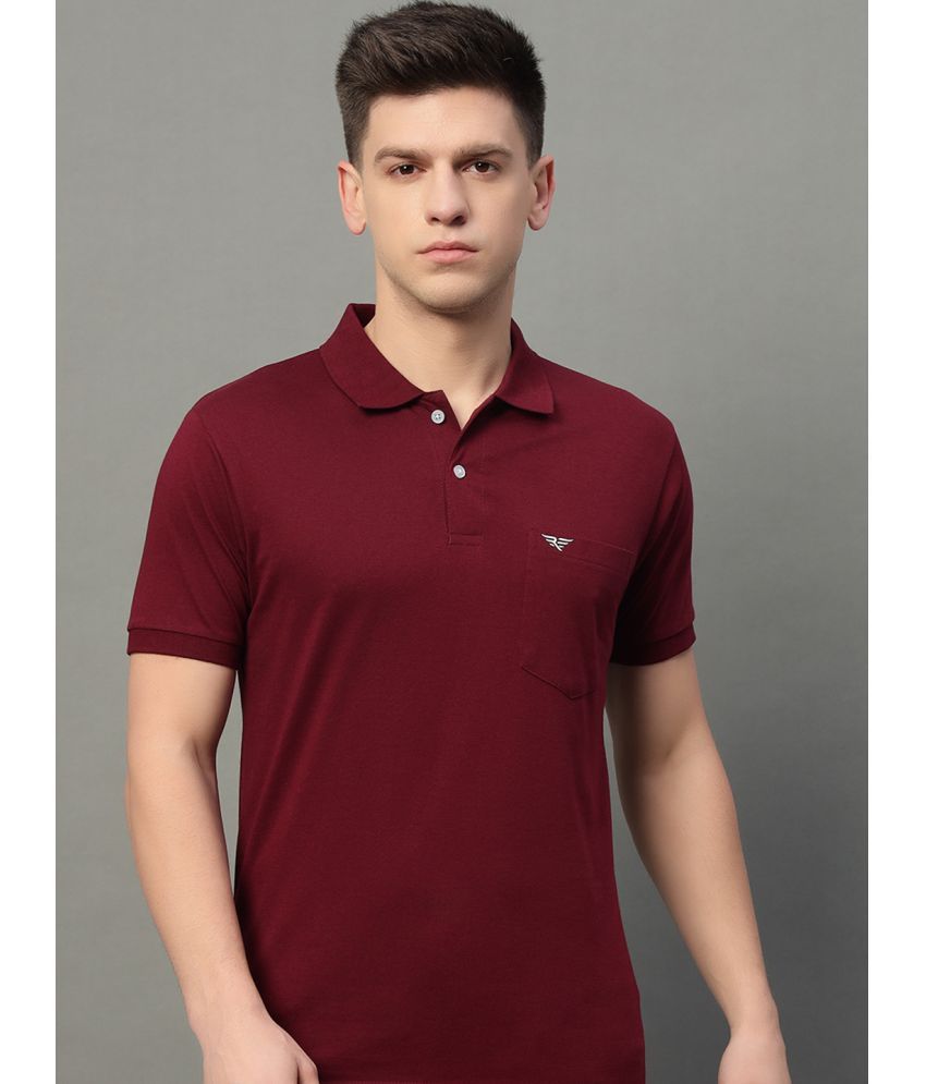     			Riss Pack of 1 Cotton Blend Regular Fit Solid Half Sleeves Men's Polo T Shirt ( Maroon )