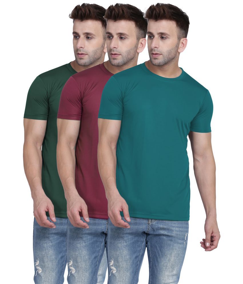     			TQH Polyester Slim Fit Solid Half Sleeves Men's Round T-Shirt - Multicolor15 ( Pack of 1 )