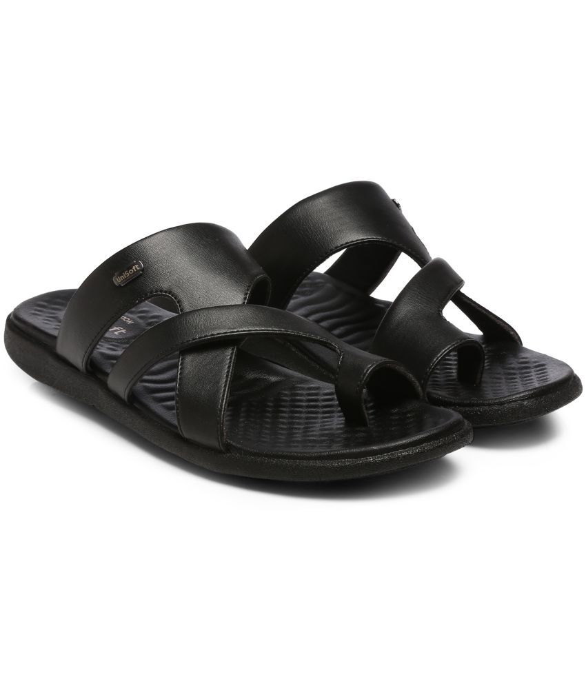     			Unisoft Black Men's Massage Flip Flop