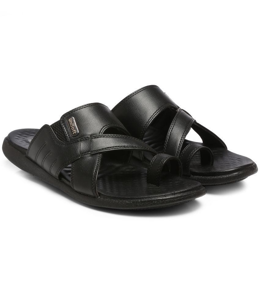     			Unisoft Black Men's Massage Flip Flop