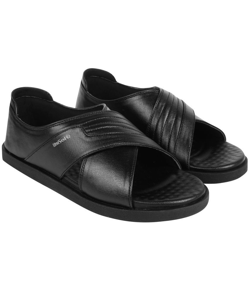     			Unisoft Black Men's Massage Flip Flop