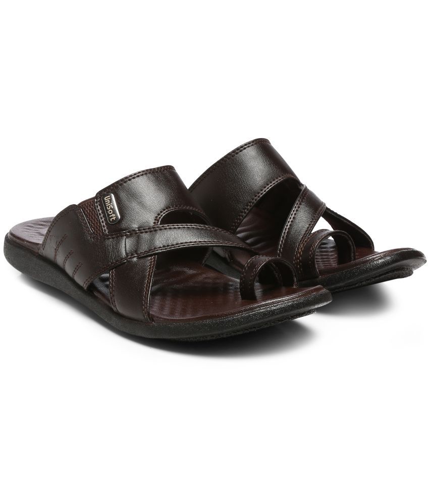     			Unisoft Brown Men's Massage Flip Flop