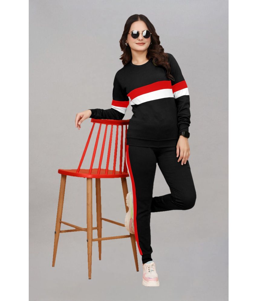     			INFRIM Black Cotton Blend Striped Tracksuit - Pack of 1