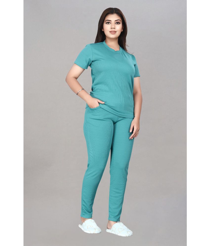     			INFRIM Blue Cotton Blend Solid Tracksuit - Pack of 1