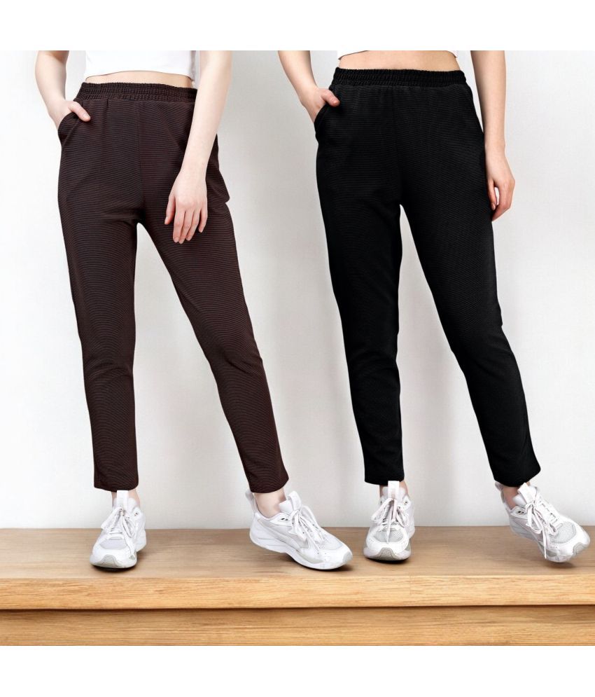     			Leewan Brown Cotton Blend Women's Outdoor & Adventure Trackpants ( Pack of 2 )