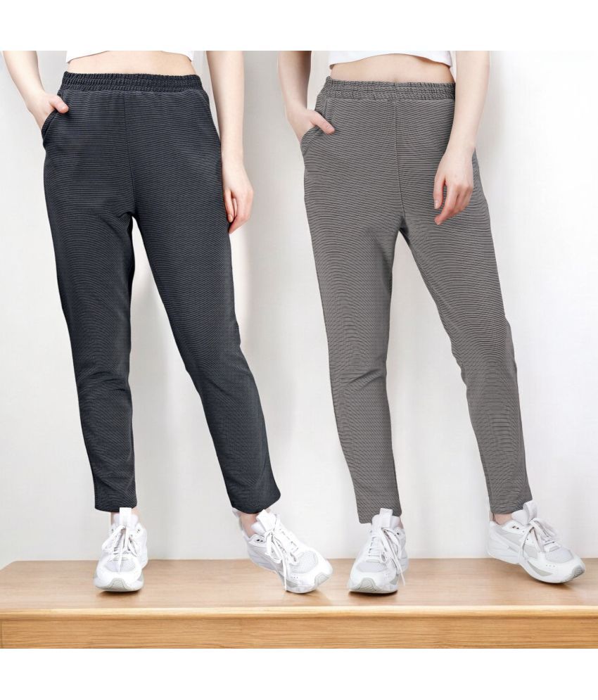     			Leewan Grey Cotton Blend Women's Outdoor & Adventure Trackpants ( Pack of 2 )