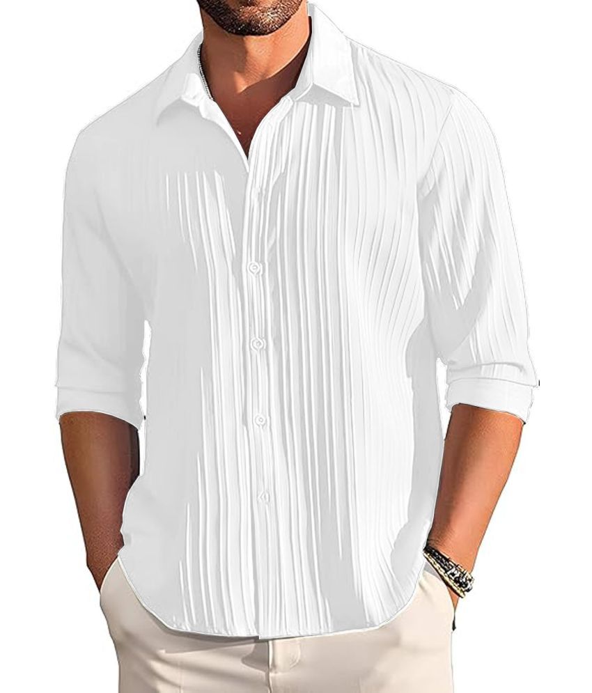     			Parona Polyester Regular Fit Self Design Full Sleeves Men's Casual Shirt - White ( Pack of 1 )