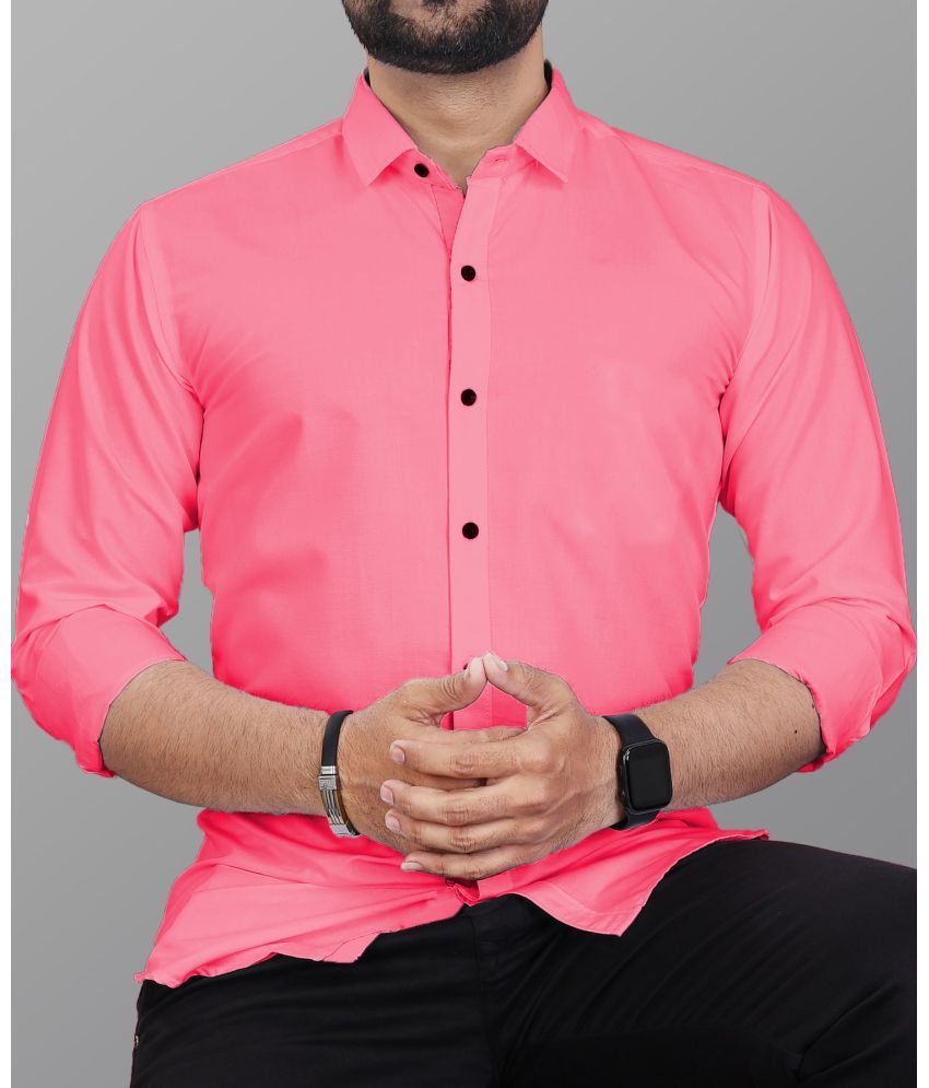     			Vyzer Cotton Blend Regular Fit Solids Full Sleeves Men's Casual Shirt - Pink ( Pack of 1 )