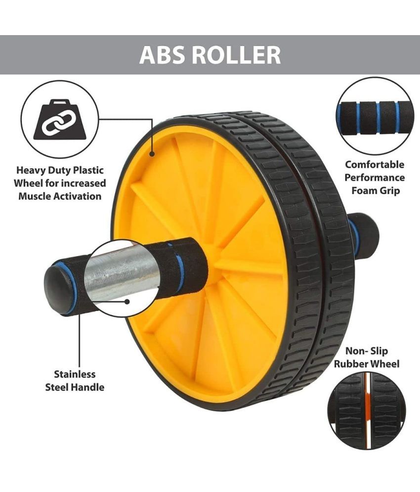     			2 Wheel Ab Roller,Comfortable Non- Slip Handles Abdominal Wheel Exercise Roller with Pad Fitness Equipment Ab Wheel Double Wheel, Sturdy, Breaks Down For Easy Storage + Strengthens Arms, Abs, Back, Chest & Tones Body, Home Workouts