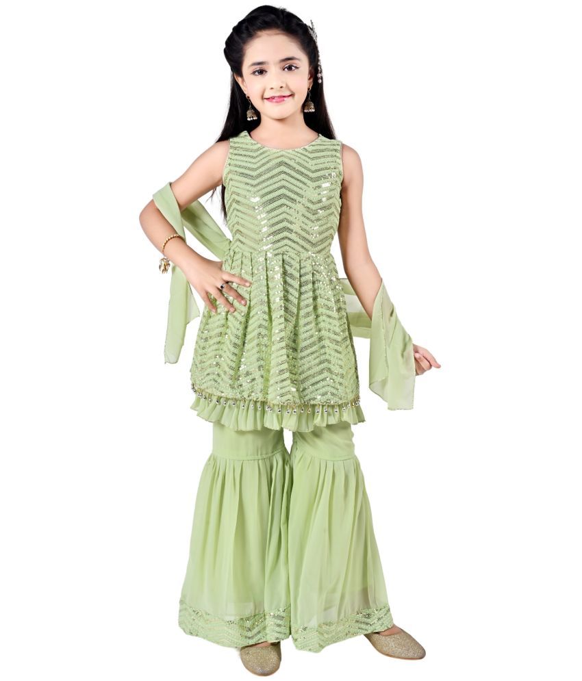     			Arshia Fashions Girls Georgette Kurta and Sharara Set ( Pack of 1 , Green )