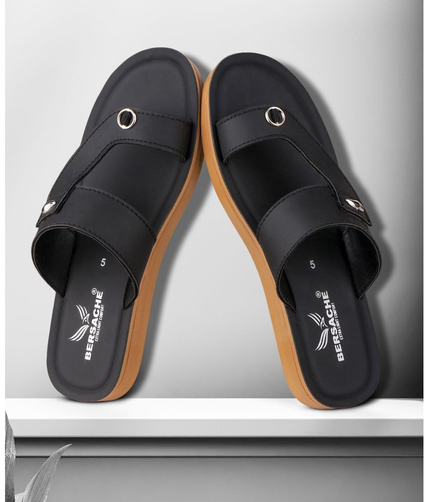     			Bersache Black Floater Sandals