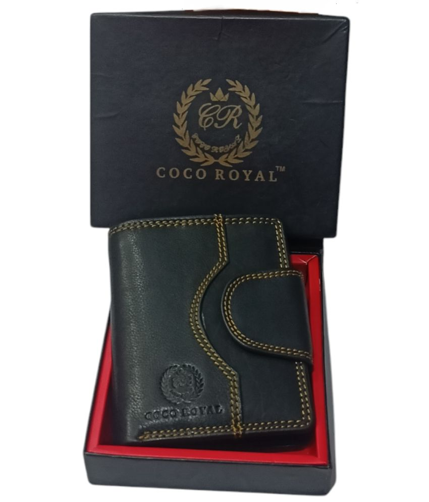     			COCO ROYAL 100% Leather Solid Men's Two Fold Wallet With More Than 10 Slots For Card ( Black , Pack of 1 )