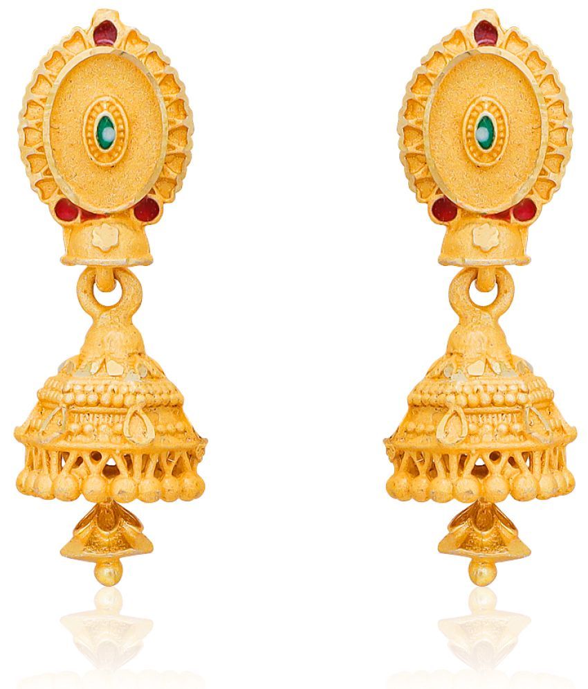     			Drashti Collection Golden Jhumki Earrings ( Pack of 1 )