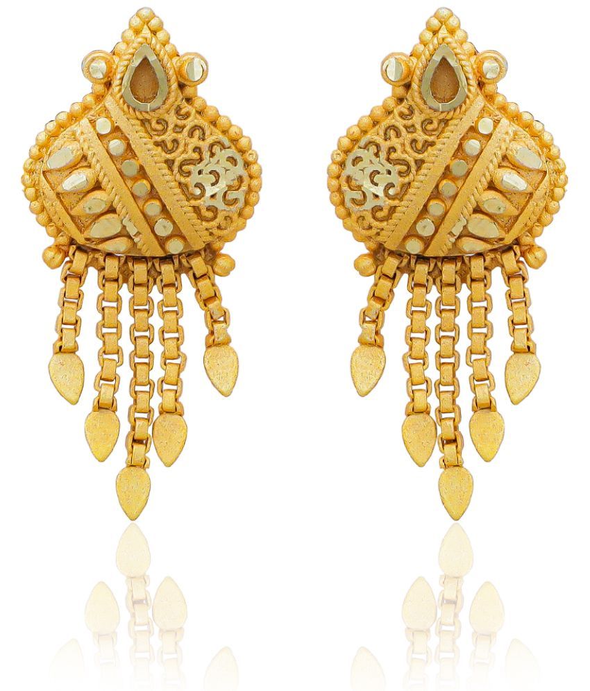     			Drashti Collection Golden Stud Earrings ( Pack of 1 )