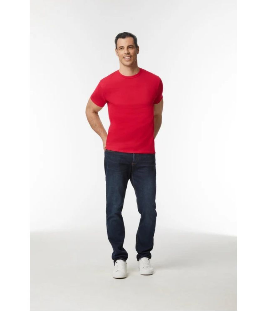     			Gildan Cotton Regular Fit Solid Half Sleeves Men's Round T-Shirt - Red ( Pack of 1 )