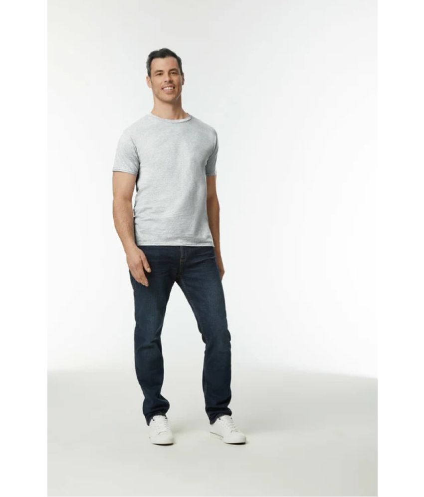     			Gildan Cotton Regular Fit Solid Half Sleeves Men's Round T-Shirt - Grey ( Pack of 1 )