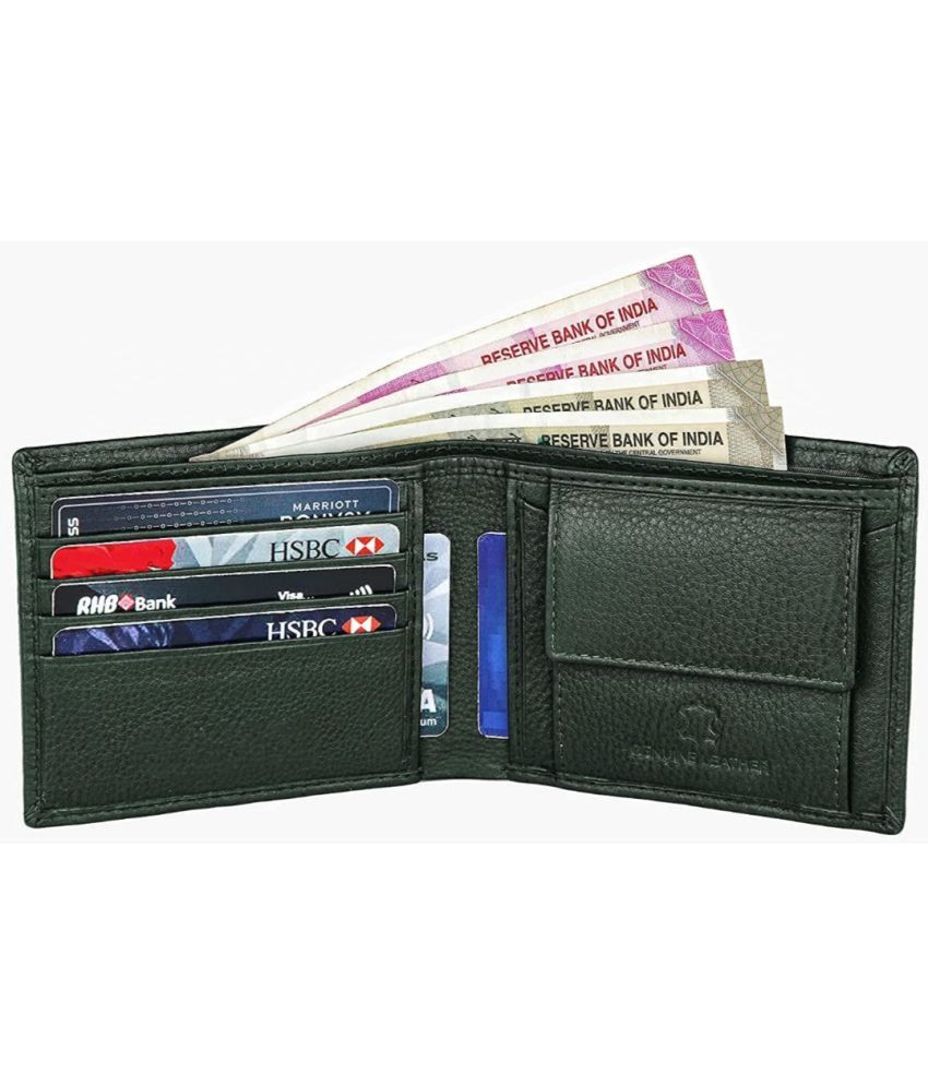     			HIDEFLIX Leather Solid Men's Regular Wallet With 4 Slots For Card ( Green , Pack of 1 )