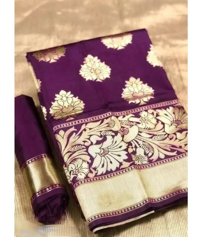     			NENCY FASHIONS Pack of 1 Kanjivaram Silk Woven Saree With Blouse Piece ( Wine )