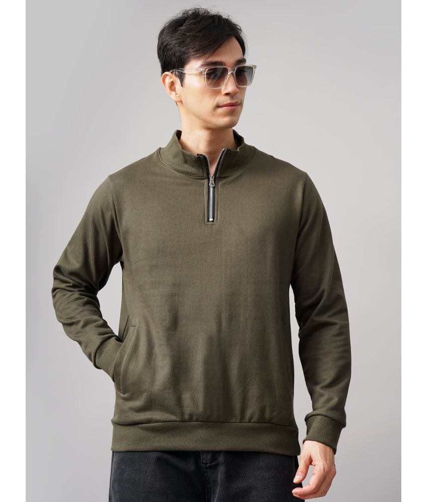     			Paul Street Cotton High Neck Men's Sweatshirt - Olive ( Pack of 1 )