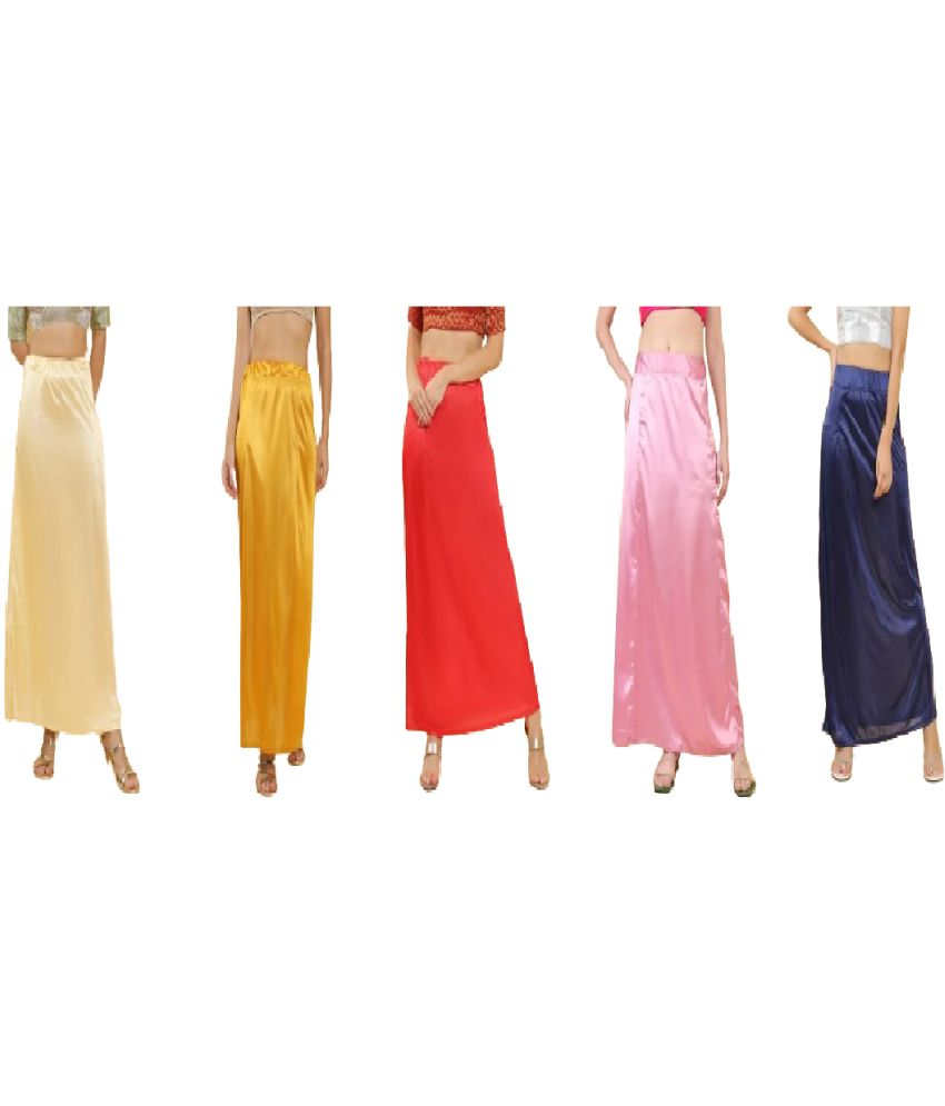     			Perfect cloth store Multicoloured Satin Petticoat - Pack of 5