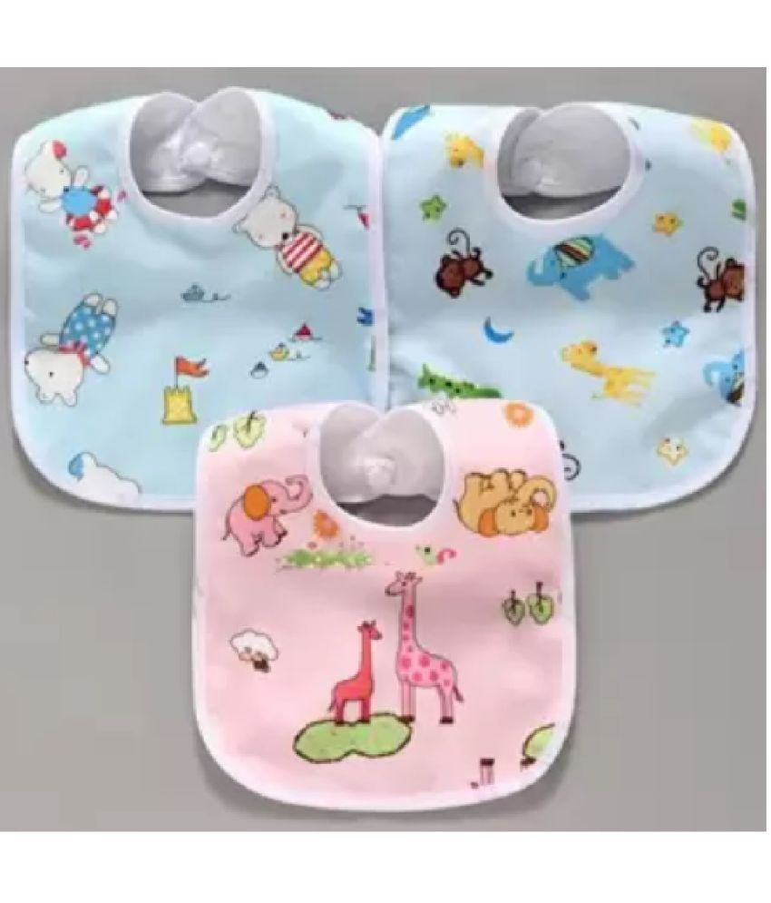     			Qin Pin Multi-Colour Cotton Bibs - Set of 3