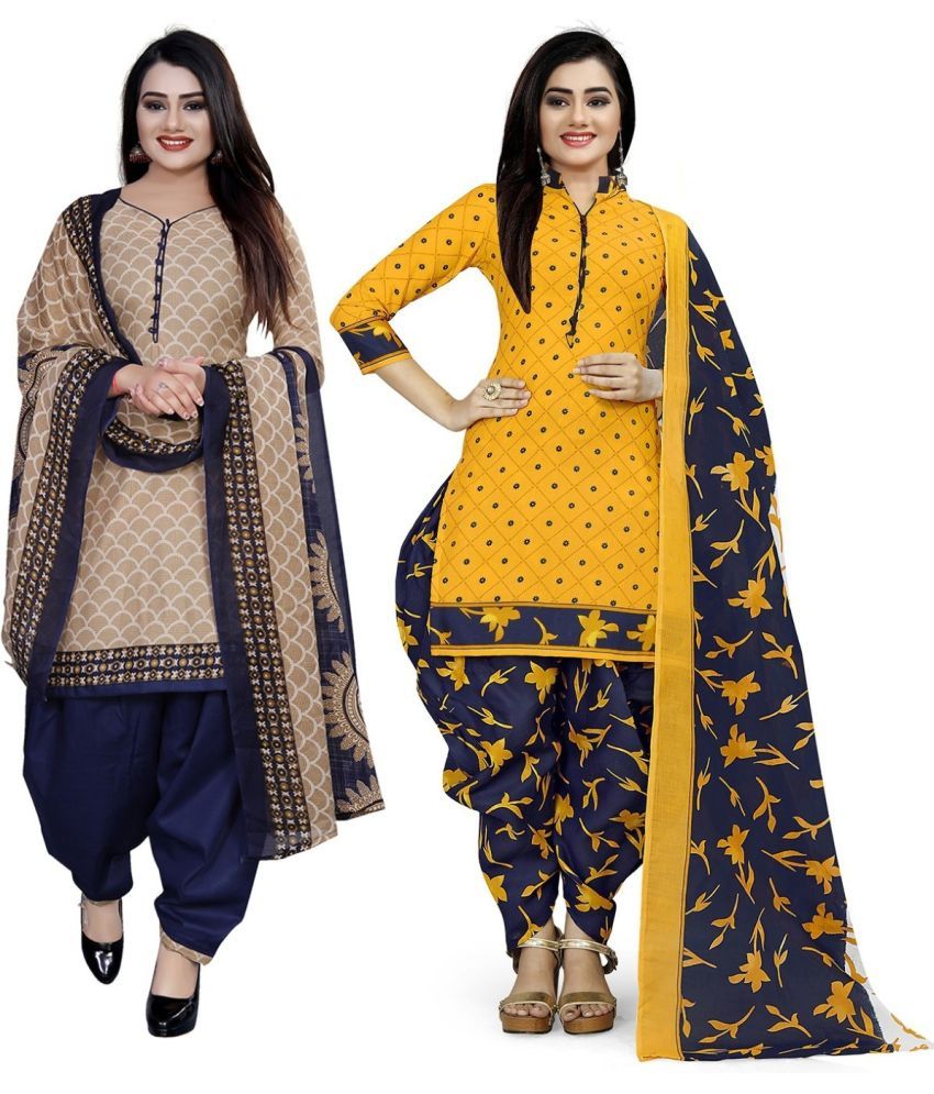     			Rajnandini Unstitched Cotton Blend Printed Dress Material - Multicolor 2 ( Pack of 2 )