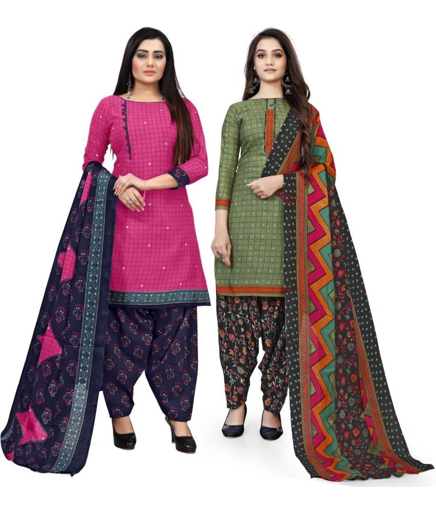     			Rajnandini Unstitched Cotton Blend Printed Dress Material - Multicolor ( Pack of 2 )