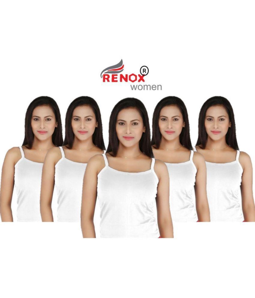     			Renox Pack of 5 Cotton Lycra Camisoles ( White )