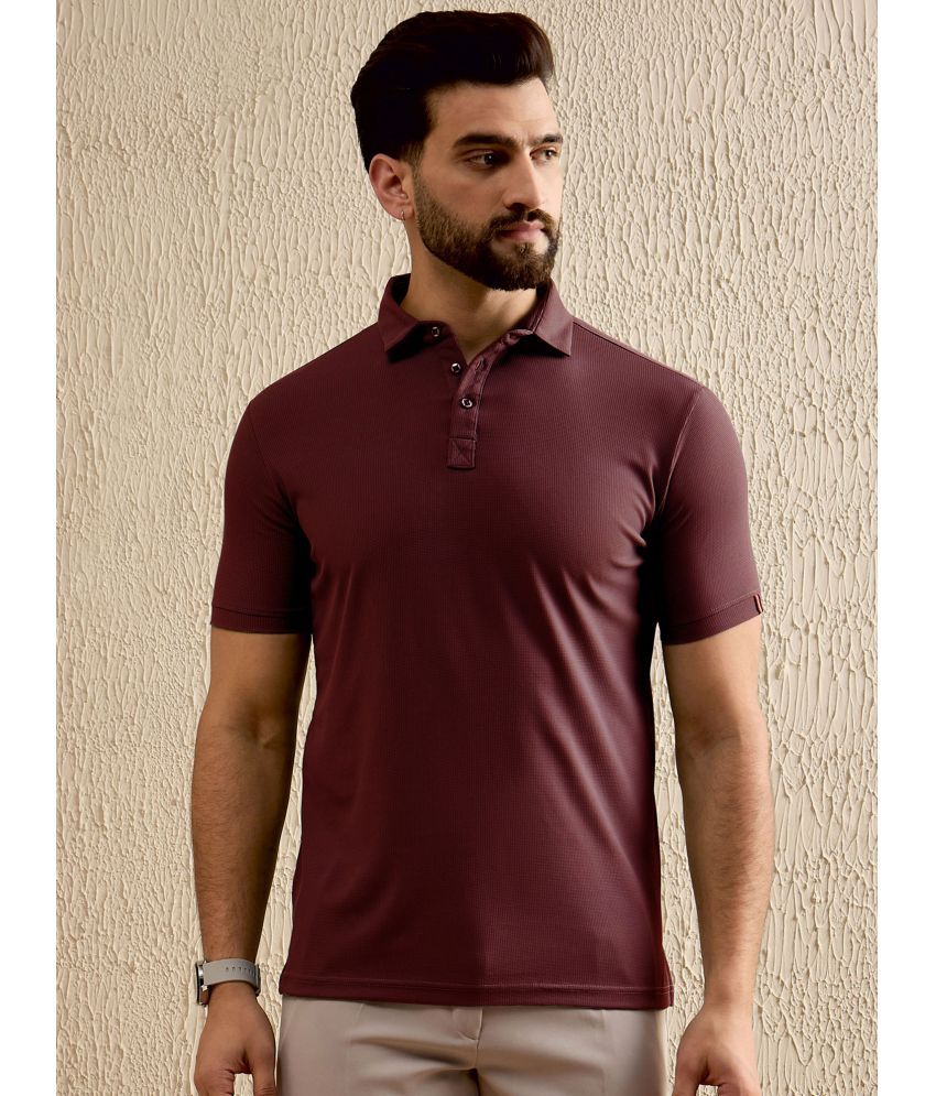     			Uth Republic Pack of 1 Cotton Blend Regular Fit Solid Half Sleeves Men's Polo T Shirt ( Wine )