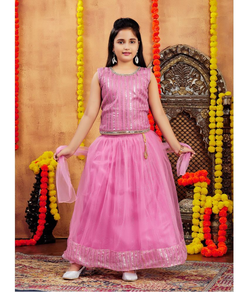     			Aarika Net Lehenga Choli Set For Girls ( Pack of 1 , Pink )